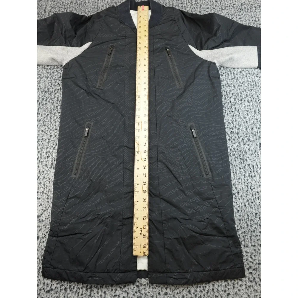 Jordan Long‎ Bomber Jacket Mens M Black Geometric Insulated Parka Gold Logo